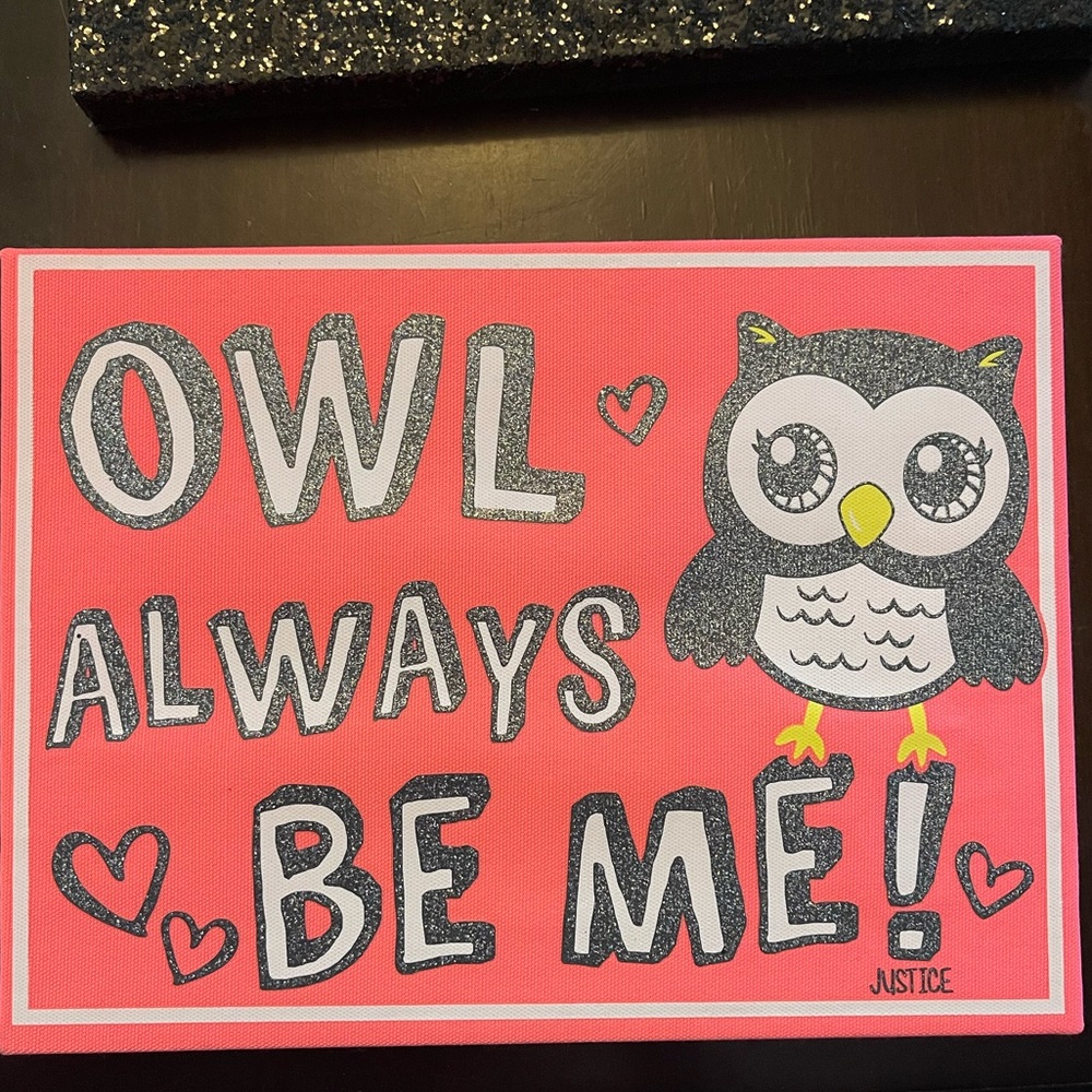 Owl always be me sign on canvas